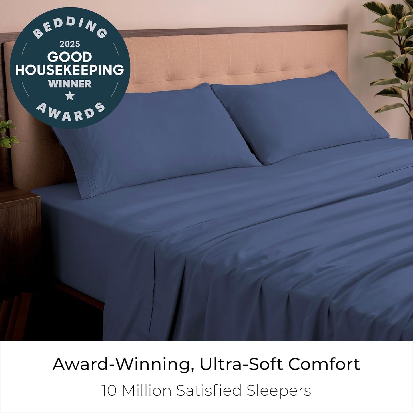 Mellanni California King Sheets Set - Luxury 4 PC Bedding | Extra Soft, Cooling, Wrinkle-Resistant (Cal King, Blue Nova)