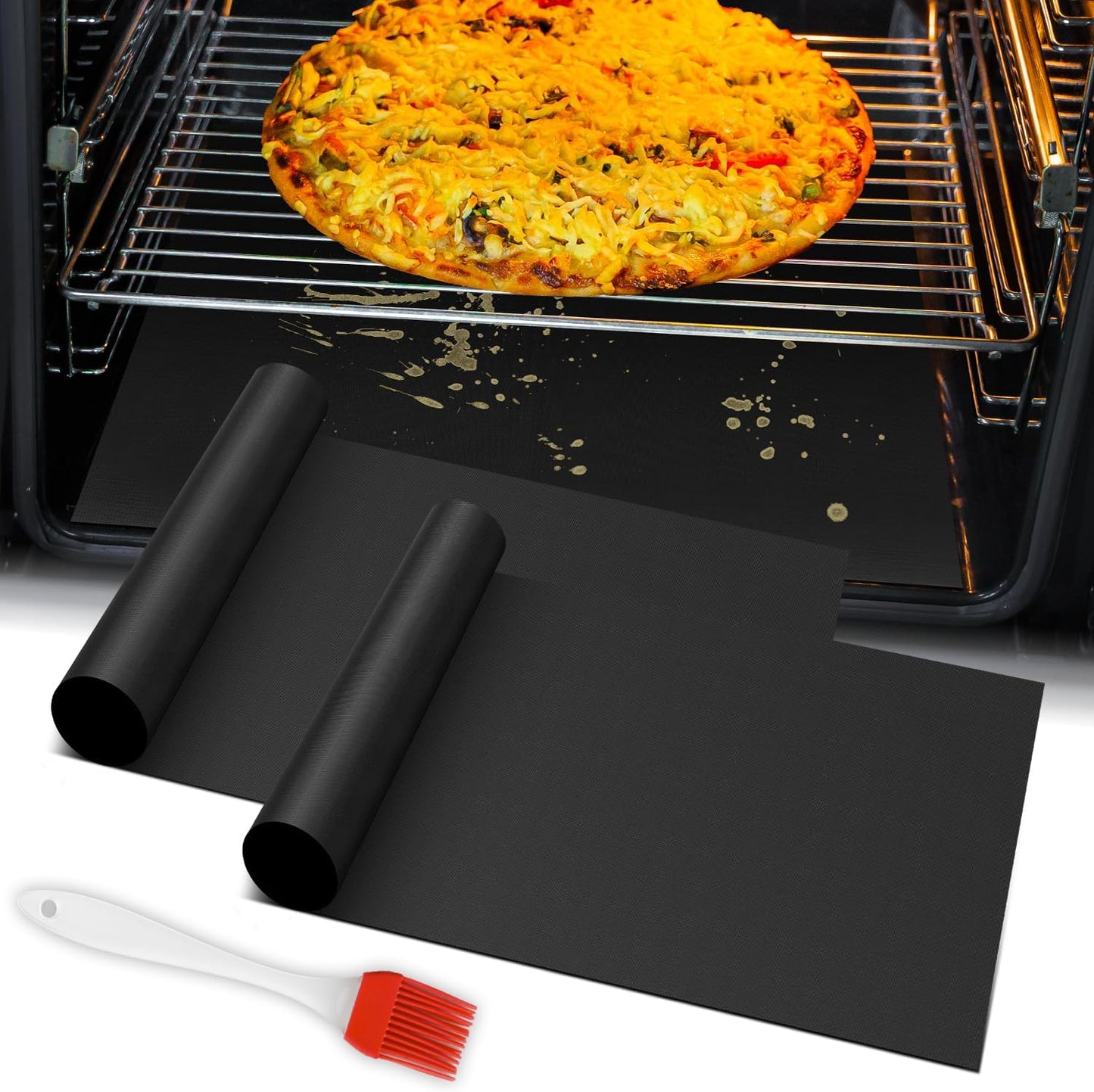 Skiennix Oven Liners - Reusable Heavy-Duty Teflon Mats | Non-Stick & Easy to Clean, 2-Pack Set