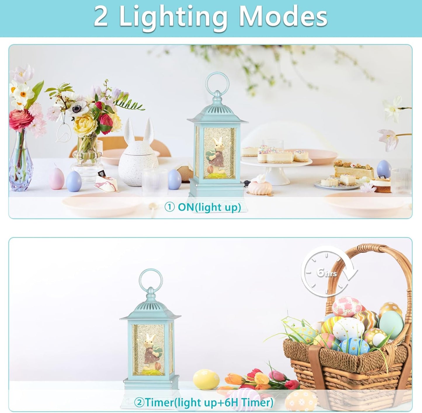 Lighted Glitter Bunny Snow Globe by Easter - Charming Spring Home Decor | Perfect for Festive Celebrations