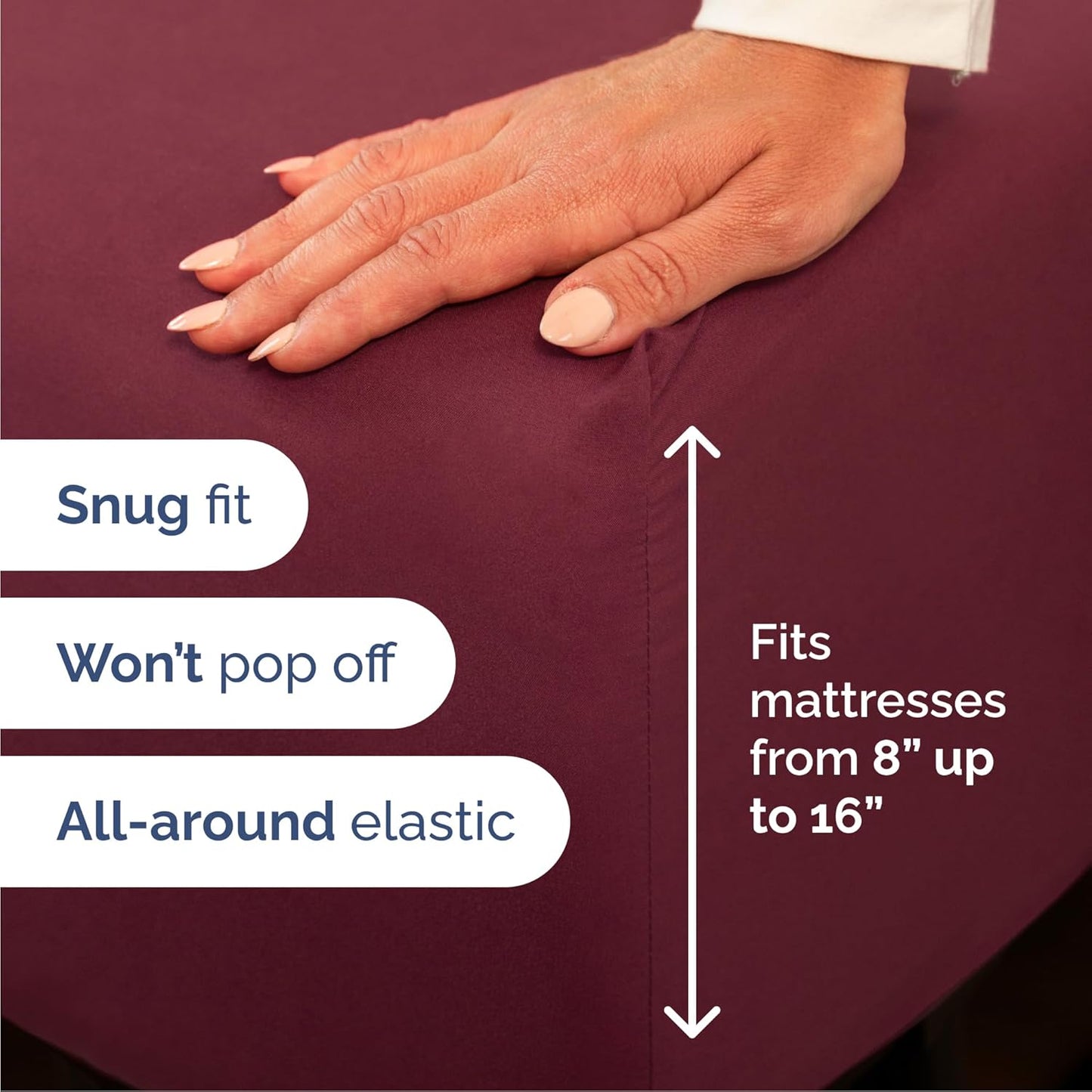 Queen Size 4-Piece Sheet Set - Comfy Cooling Bed Sheets | Ultra-Soft, Deep Pockets - Oeko-Tex Certified - Burgundy