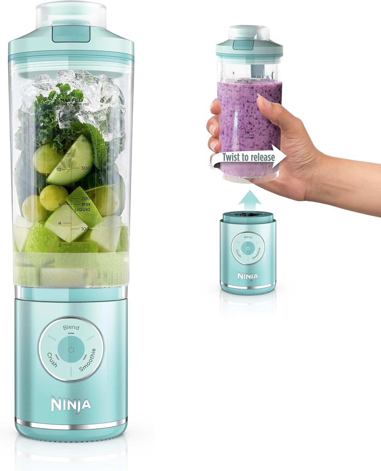 Ninja Blast Max Portable Blender - Cordless Personal Smoothie Maker with 22oz Vessel | Sea Glass Finish