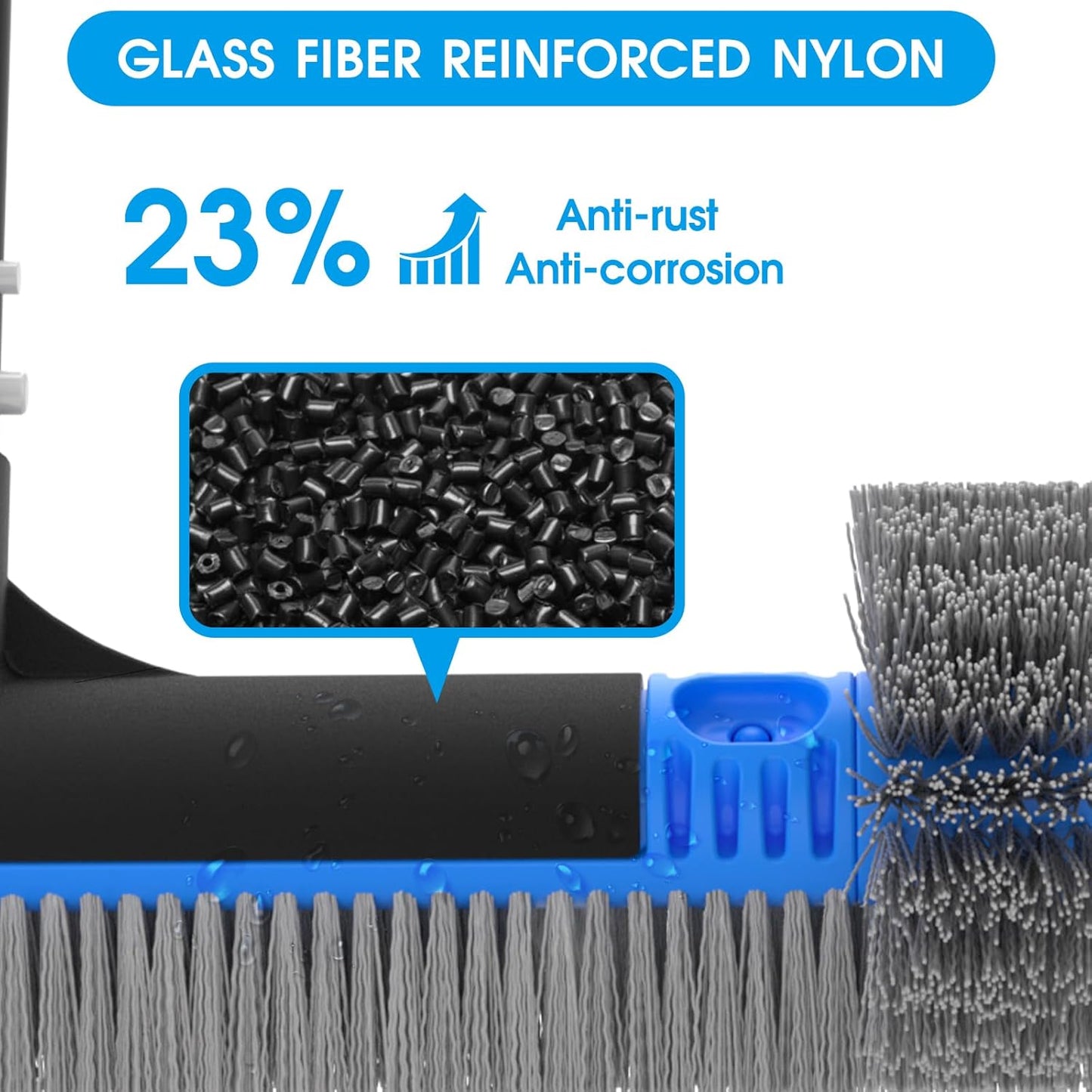TidyMister 20'' 2-in-1 Pool Brush Head - Heavy-Duty Cobweb Duster with EZ Clip & Nylon Bristles for Inground & Above-Ground Pools