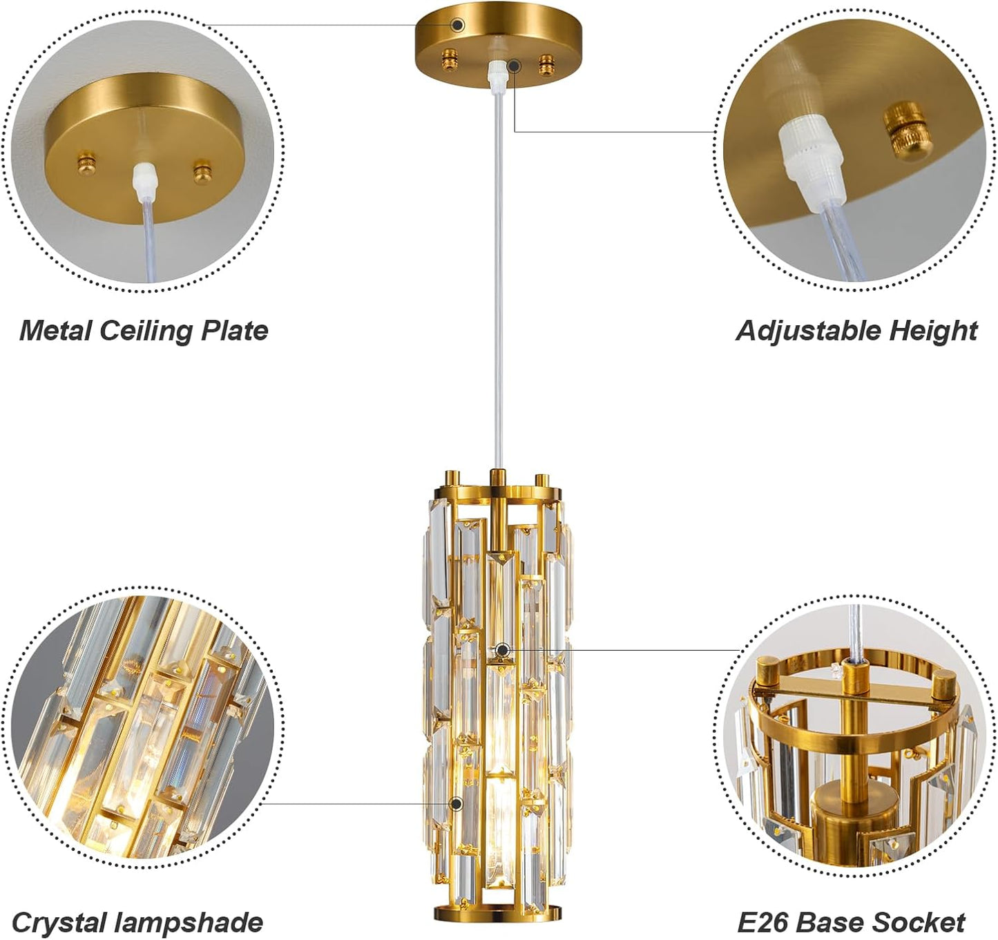 Pendant Lights Modern Pendant Lights Kitchen Island Gold Pendant Light Fixture Mini Crystal Chandelier Lighting for Kitchen Island Dinning Room Bedroom Sink (Gold 3-Light)