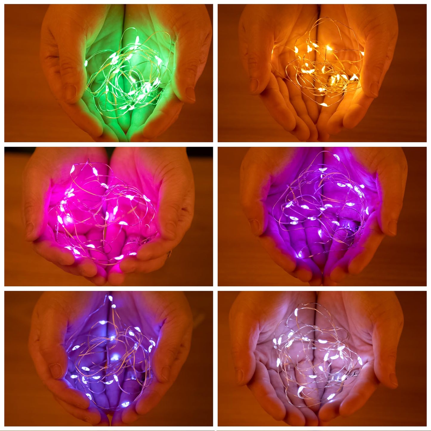 SINAMER 6 Pack Fairy Lights Battery Operated Lights, 7ft 20 Led Multicolor Mini String Lights, Waterproof Silver Wire Starry for Mason Jars Wedding Party Centerpiece Table Christmas