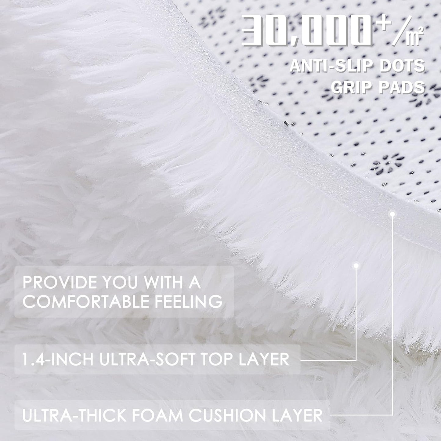 OLANLY Large Area Rug - Soft Fluffy Shaggy Carpet for Living Room & Bedroom | 6x9 ft, White