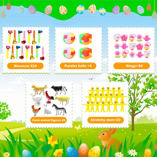 GOAUS Easter Egg Fillers Party Favors for Kids, 220 Pcs Small Toys Prizes Bulk, Goodie Bags Stuffers, Treasure Box Toys for Classroom, Prize Box Birthday Goody Bag