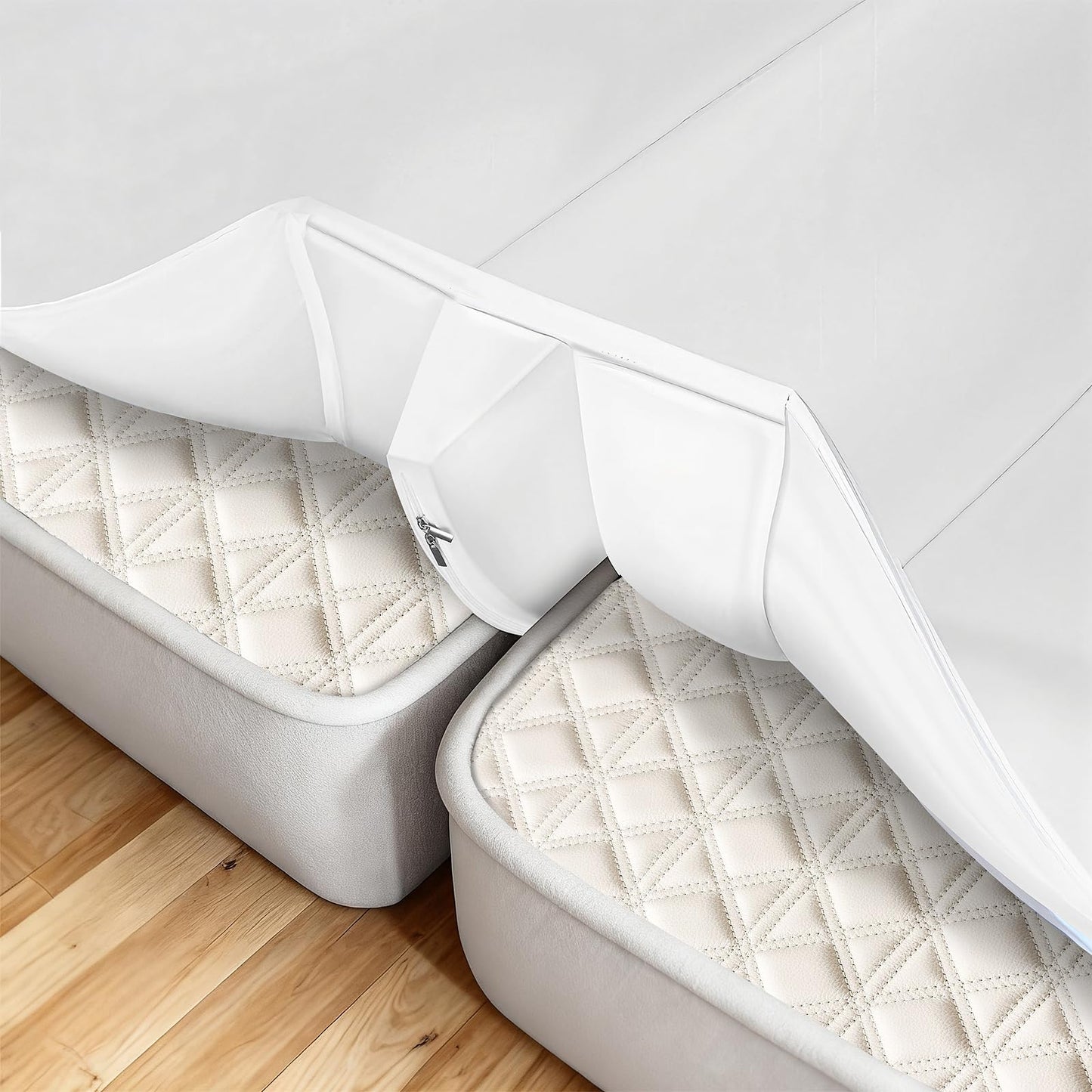Bisenkud Twin to King Bed Bridge Kit, Convert Two Twin Beds into a Seamless King Size Bed, Mattress Connector with Gap Filler, Non Slip Straps, Machine Washable Cover for Guest Room, RV