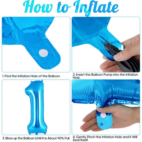Blue Number 1 Balloon 40 Inch, Big Large Foil Helium Number Balloons, Jumbo Giant Mylar Number 1 Balloons for 1 first Birthday Party Decorations Supplies Anniversary Celebration
