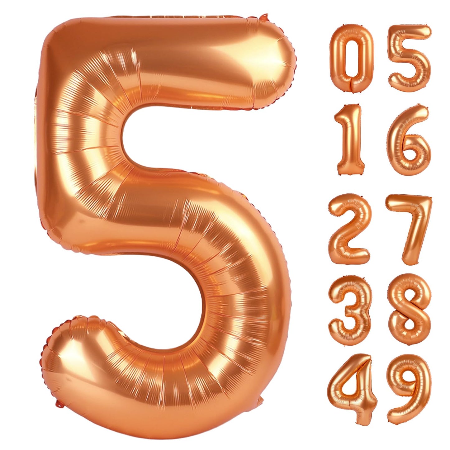 Orange 5 Balloon, Number Balloon 40 Inch, Orange Party Supplies, 5th Birthday Balloon Decorations, 5 Number Balloons, Number 5 Balloon