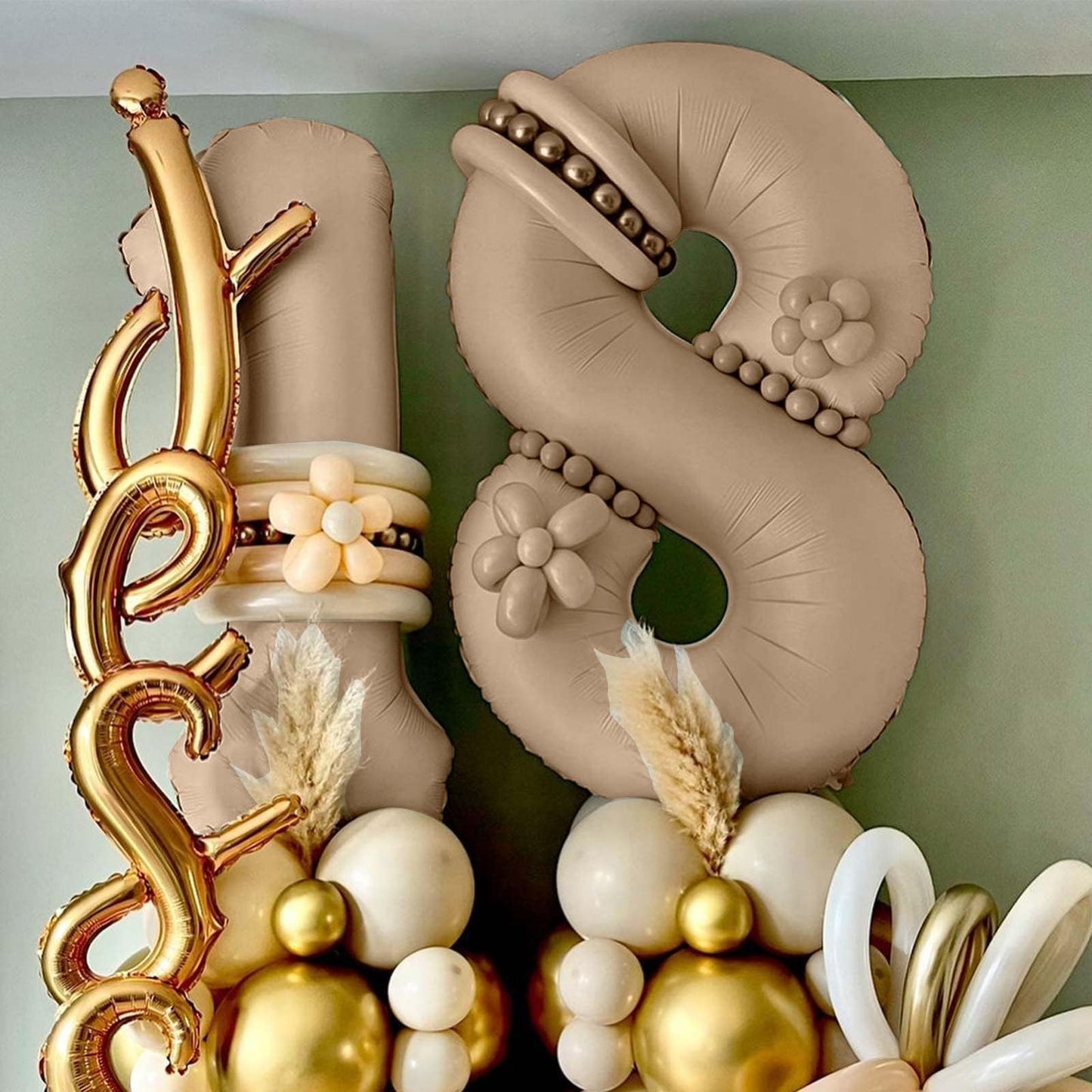 Nude Number 1 Balloons, 40 Inch Tan 1st Birthday Foil Balloon for Boys Girls, Giant Self Inflating Apricot Helium Foil Number Balloons 0-9 for Women Men 1st 11th Anniversary Party Decorations Supplies