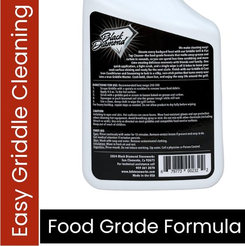 Black Diamond Stoneworks Griddle & Grill Cleaner - Non-Caustic, Food-Safe Formula, 32 fl oz