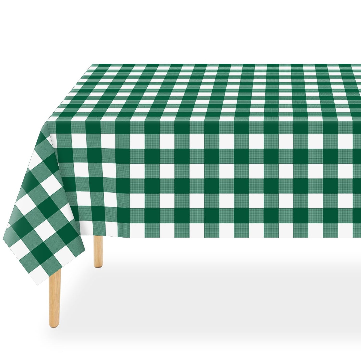 QIKSION Green Gingham Tablecloth Disposable 12 Pack, 54 x 108 Inch Green and White Checkered Table Cloth for Camping, Birthday, Masters Golf Party Supplies, Rectangle, Plastic Table Cover
