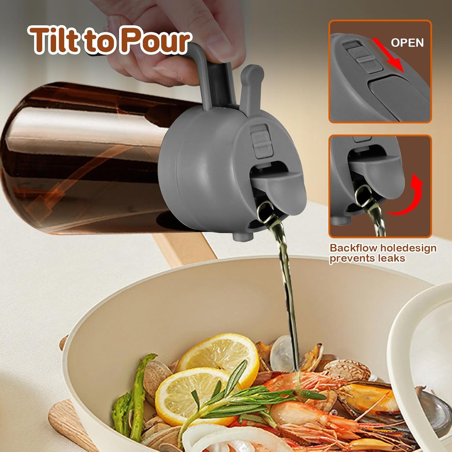 YARRAMATE 16oz Dark Brown Oil Sprayer - Premium Food-Grade 2-in-1 Olive Oil Dispenser for Cooking & BBQ
