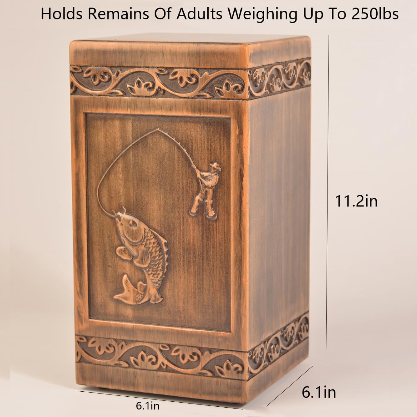 Handmade Wooden Engraved Urn for Human Ashes Adult Male Female Satin Bag Cremation urns Box (Butterfly(250lbs))