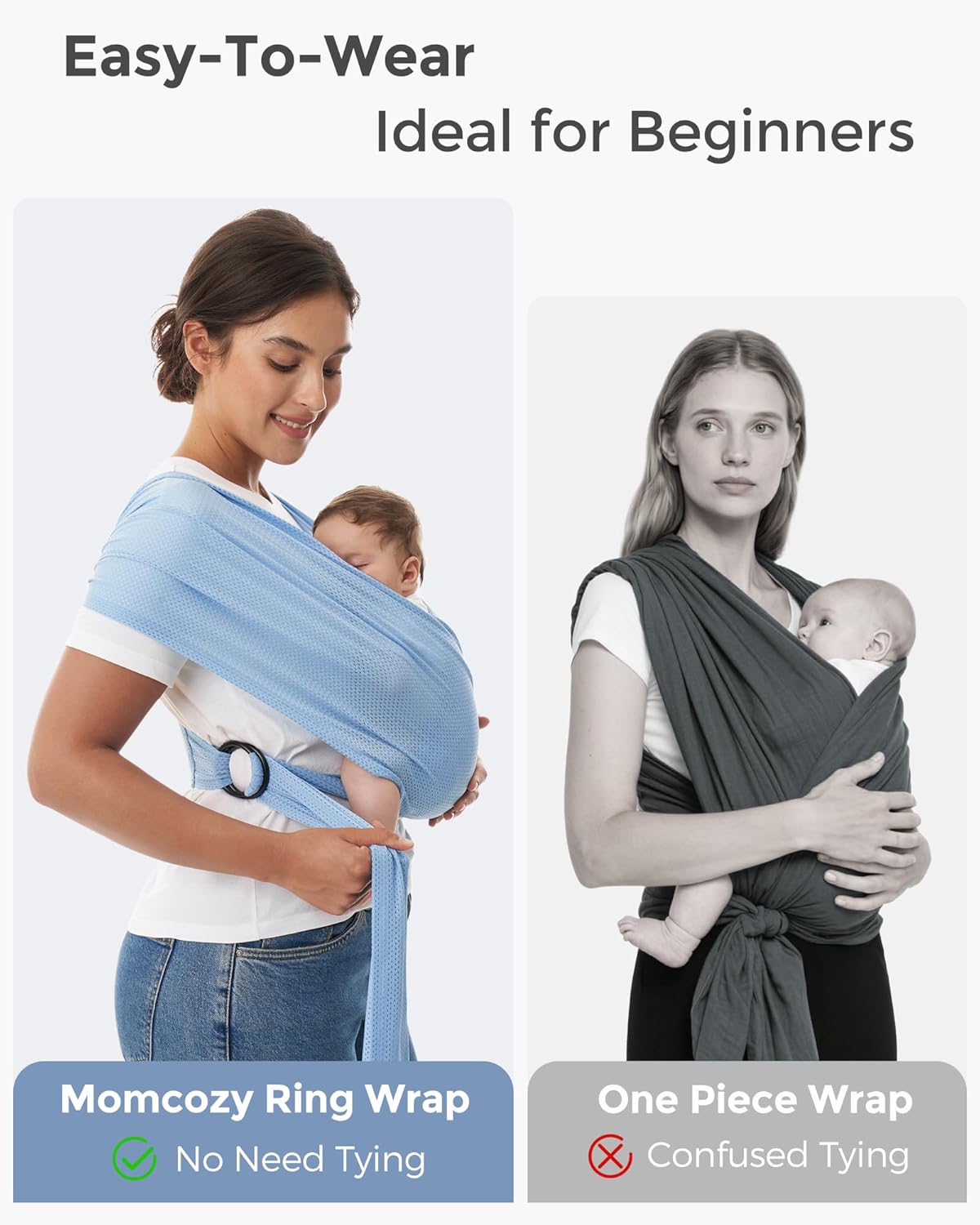 Momcozy Baby Carrier AirMesh - Lightweight Cooling Water Sling for Newborns to Toddlers 8-35 lbs | Light Blue
