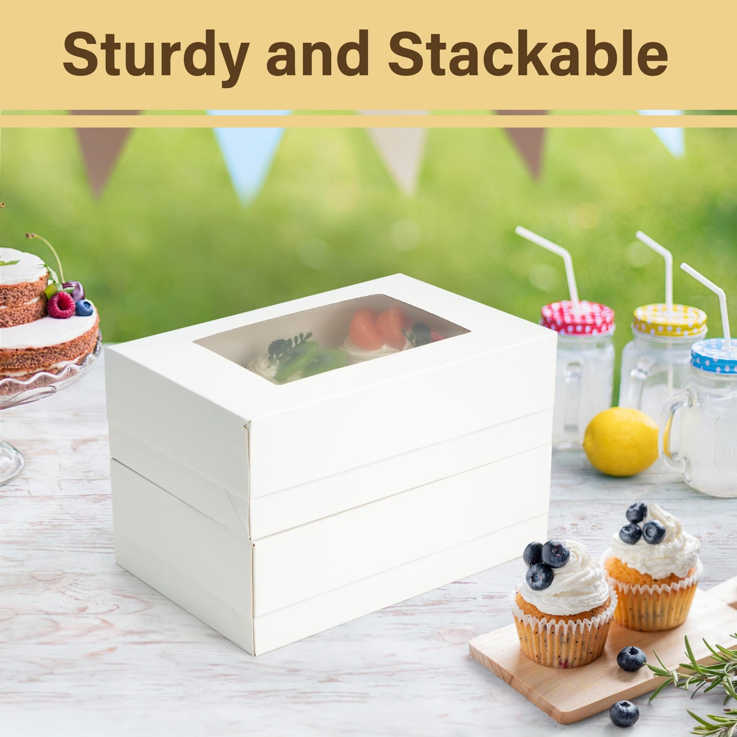 LotFancy 12 Pack Cupcake Boxes 6 Count, Auto-Pop up Cupcake Containers with Window Holding 72 Standard Cupcakes, Food Grade Disposable Pastry Boxes
