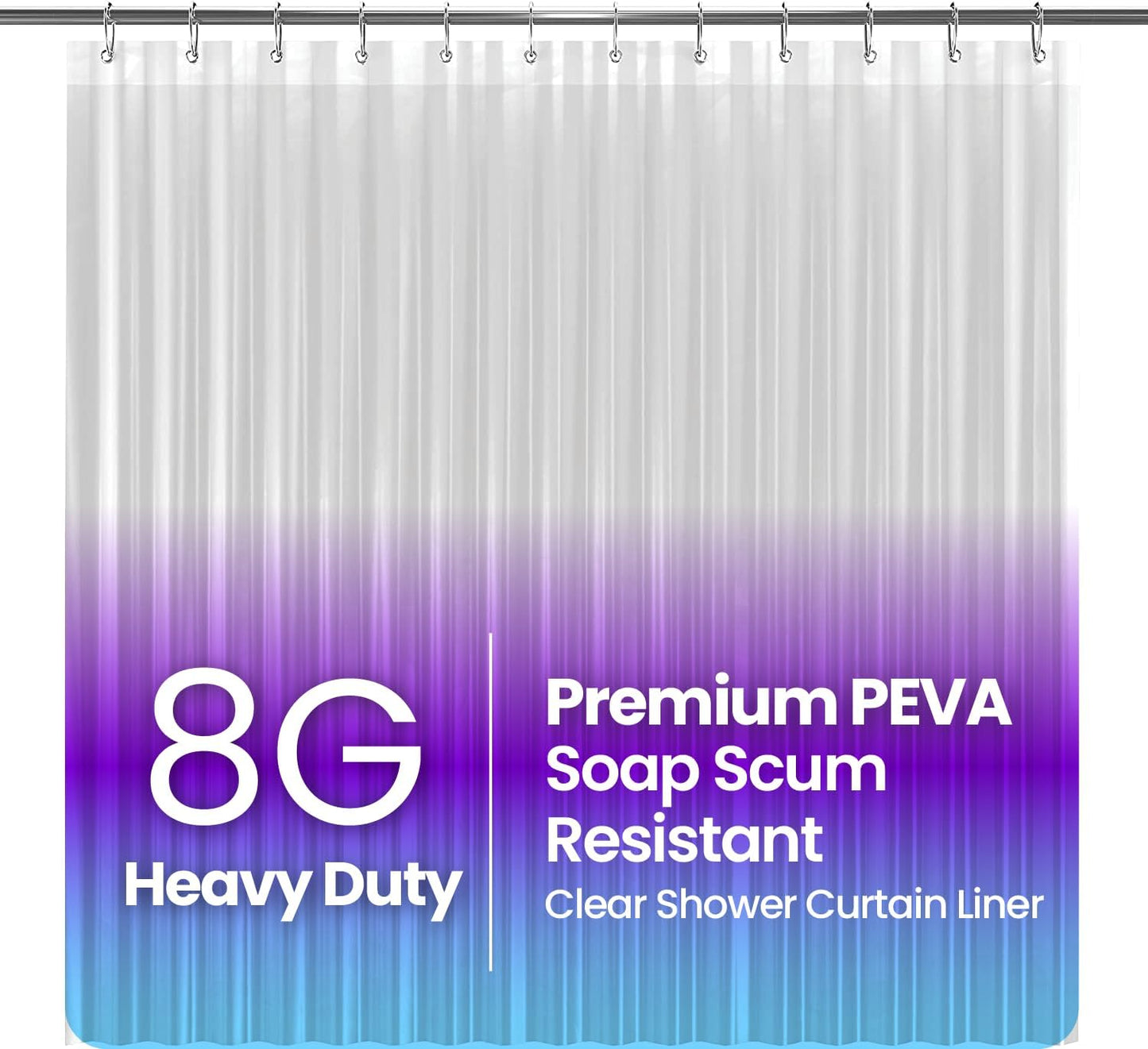 LiBa Waterproof Shower Curtain - Premium Non-Toxic PEVA with Rust-Proof Grommets | Clear 72x96 Inches