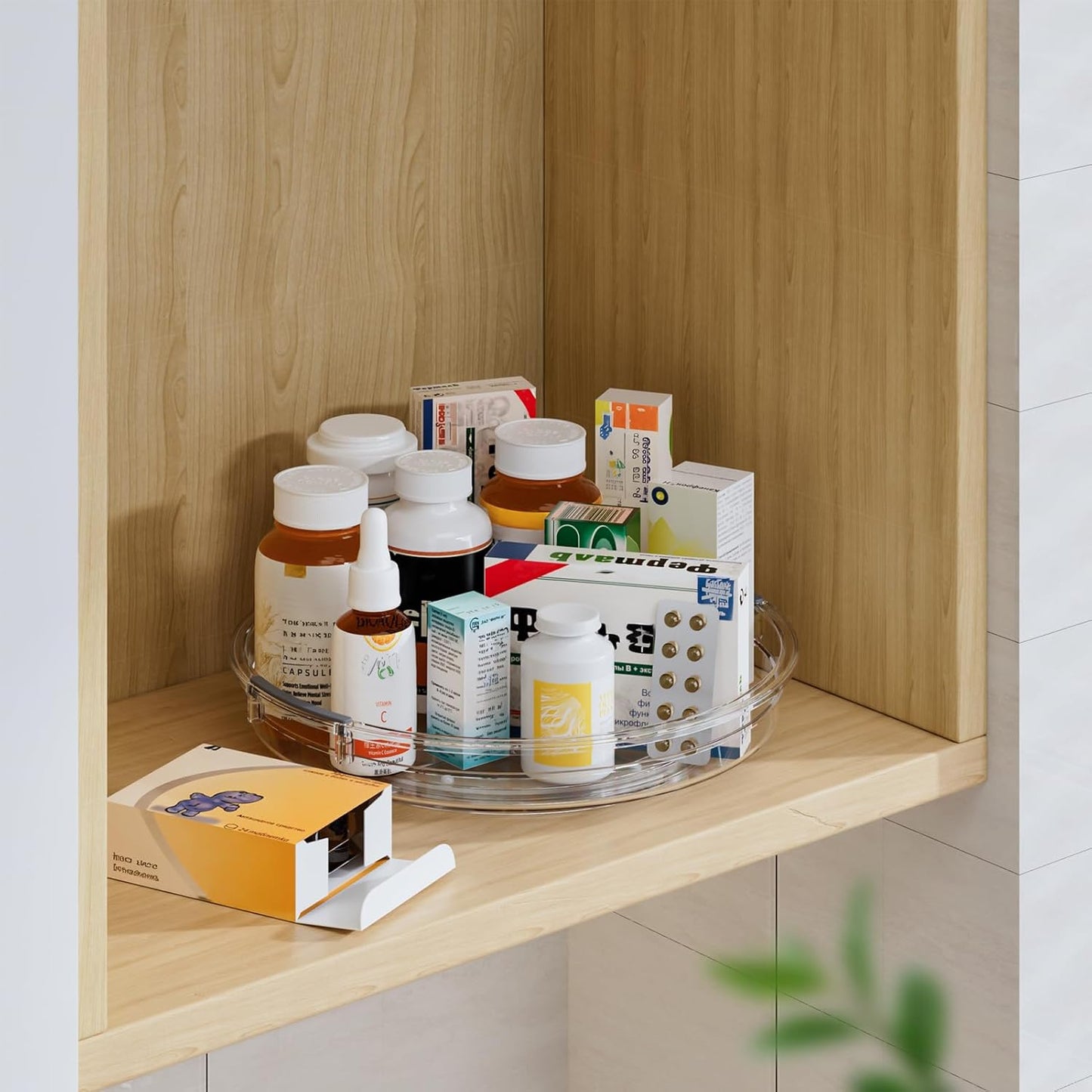 LAMU Lazy Susan Organizer Set - Clear Turntable for Kitchen, Bathroom & Pantry - 12in & 10.6in Sizes