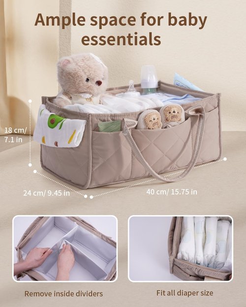 CEI-CEI Baby Diaper Caddy Organizer - Large Portable Nursery Storage Basket for Newborn Essentials