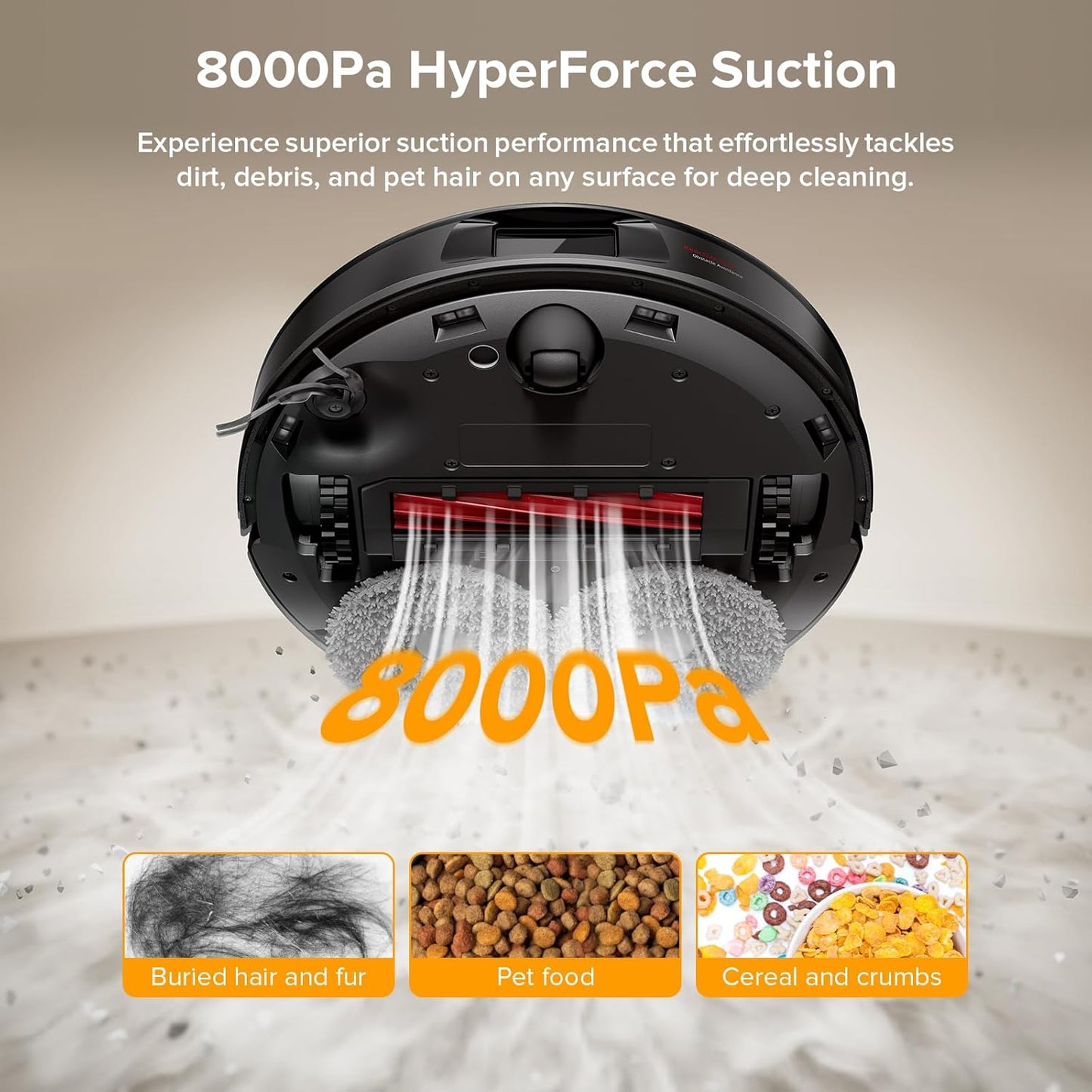 Roborock Qrevo Series Robot Vacuum & Mop - 8000Pa Suction, Smart Obstacle Avoidance, Black