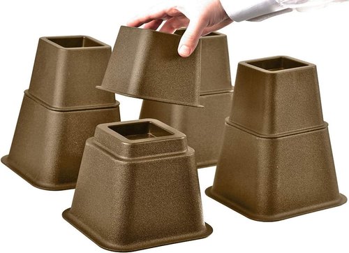 HOME IT Adjustable Bed Risers - Heavy Duty Furniture Elevation - 3, 5, or 8 Inch Set of 4 (Brown)
