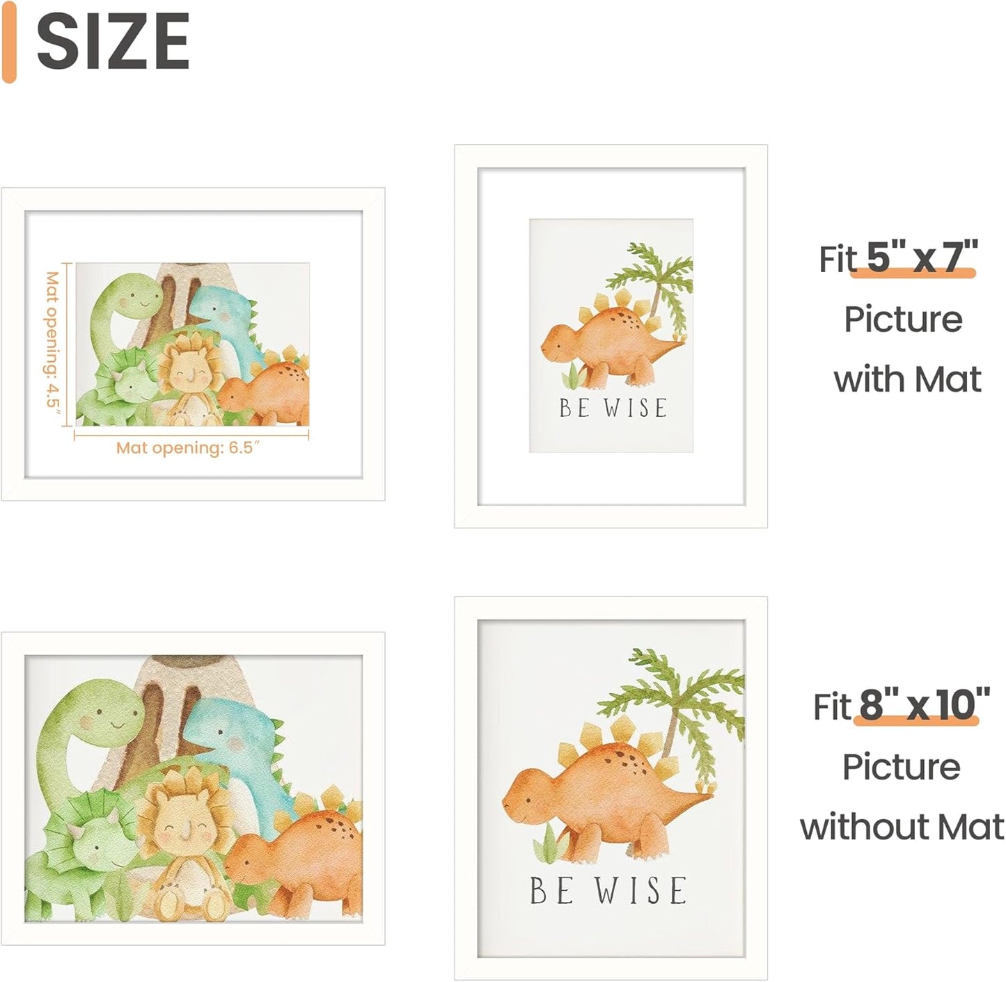 Upsimples 8x10 Picture Frame - Versatile Display for 5x7 Photos with Mat or 8x10 Without Mat | White, 1 Pack