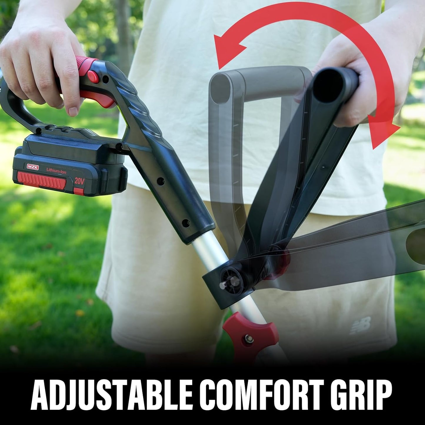 MZK 20V Cordless String Trimmer - 12'' Grass Edger with 8 Replacement Spools & Batteries Included