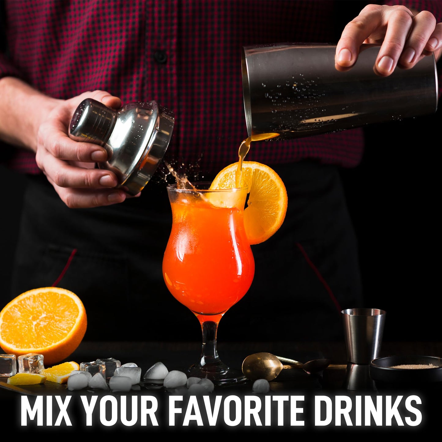 Zulay Cocktail Shaker (24oz) 18/8 Stainless Steel Martini Shaker with Built-in Strainer - Professional Grade Drink Shaker and Strainer for Bartending & Homebars (Silver)