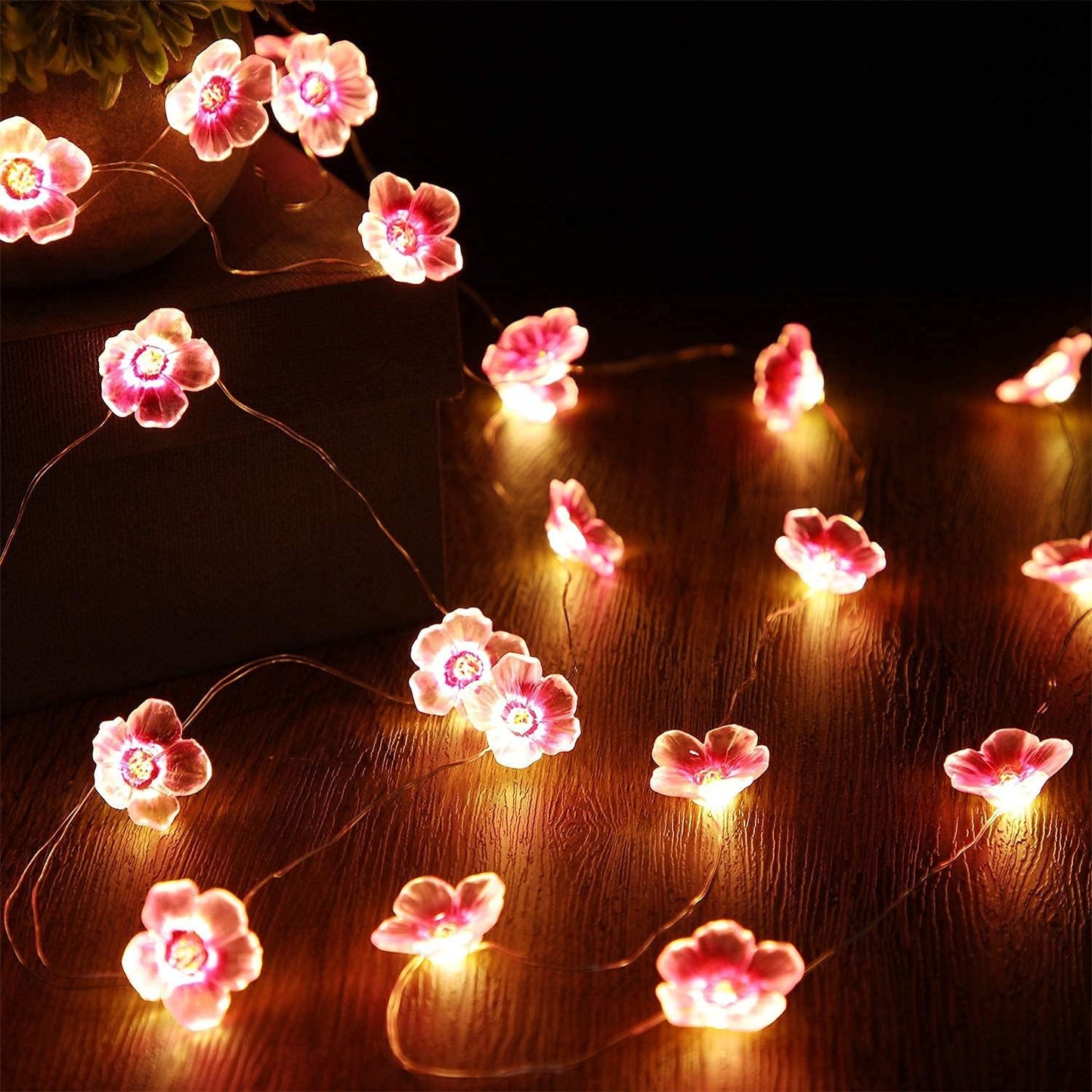 Mudder Cherry Blossom String Lights - 13 FT with 40 LEDs | Pink Fairy Lights for Indoor & Outdoor Decor