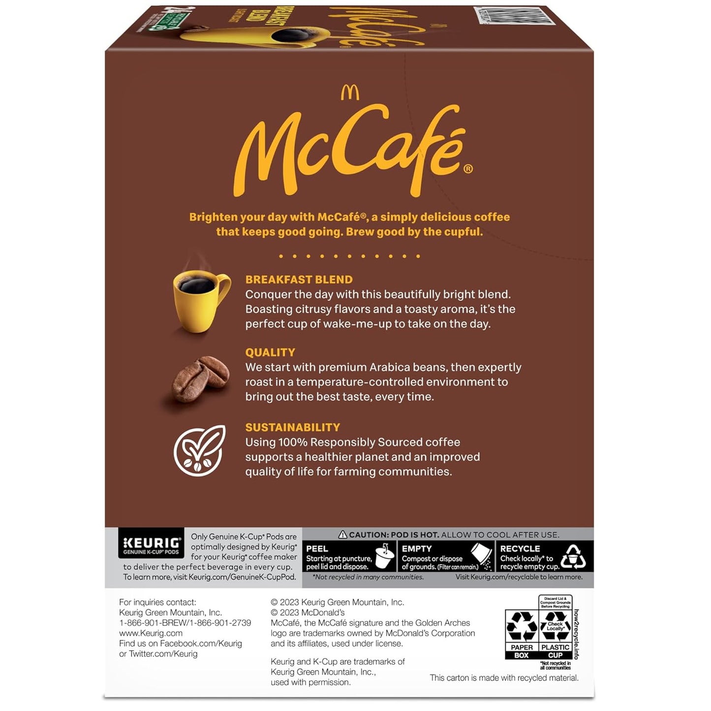 McCafe Breakfast Blend Coffee - Light Roast Keurig K-Cup Pods | 96 Count (4 Packs of 24)