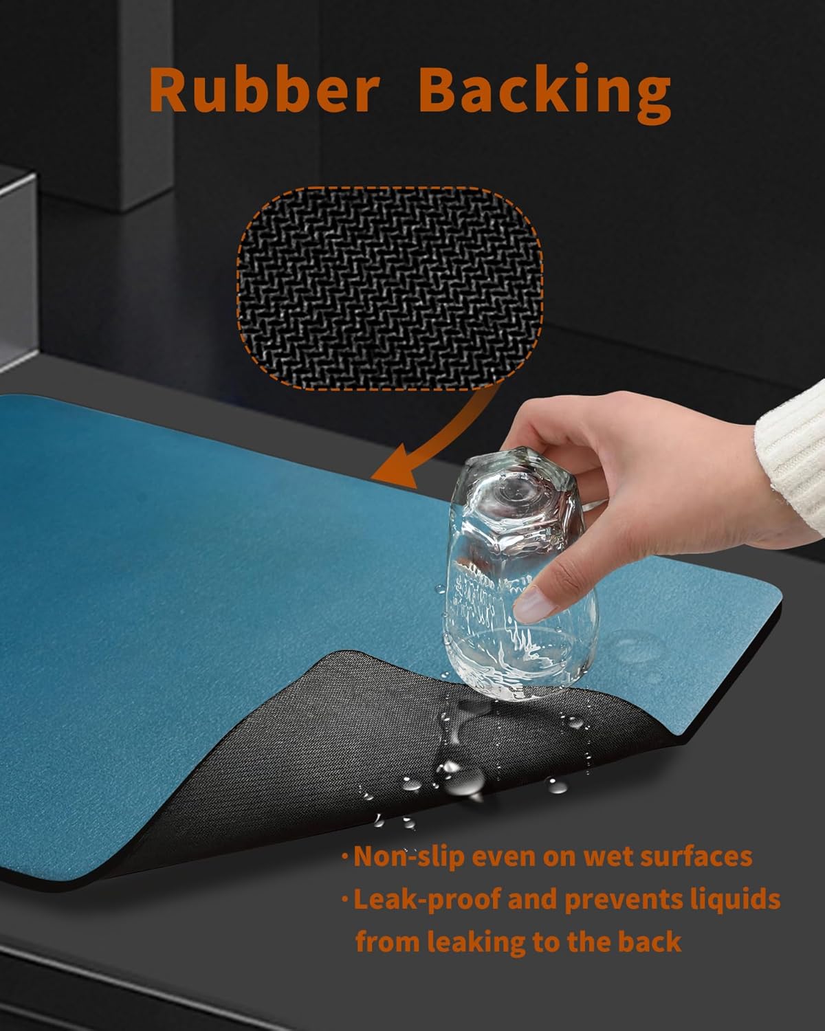 Skiennix Dish Drying Mat - Super Absorbent & Non-Slip Rubber Backed | Ideal for Kitchen Counter & Coffee Bar