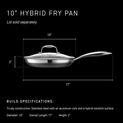HexClad Hybrid Nonstick 10-Inch Frying Pan - Stay-Cool Handle, Dishwasher-Safe & Oven-Safe Up to 900°F