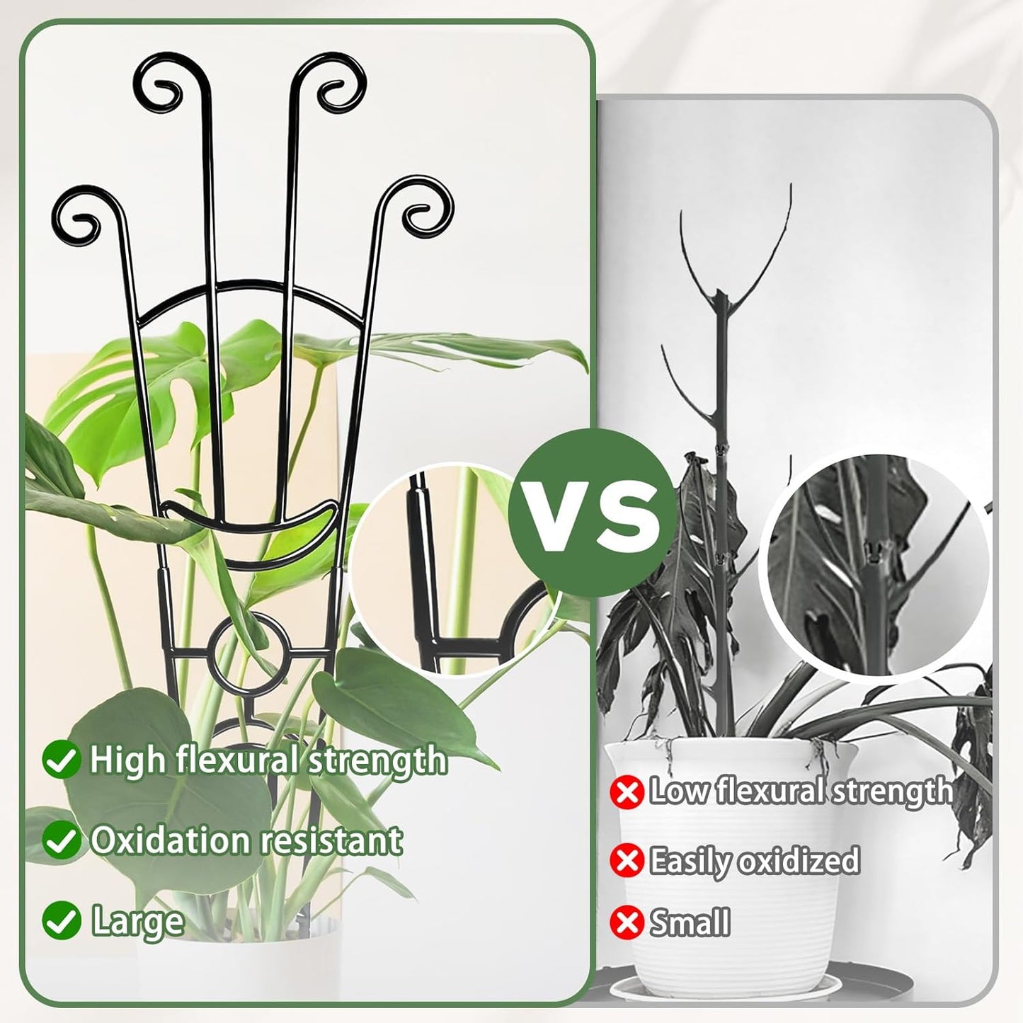 Monstera Plant Support Stakes by [Brand Name] - Durable Metal Trellis for Indoor Climbing Plants | 32.6in, 2-Pack