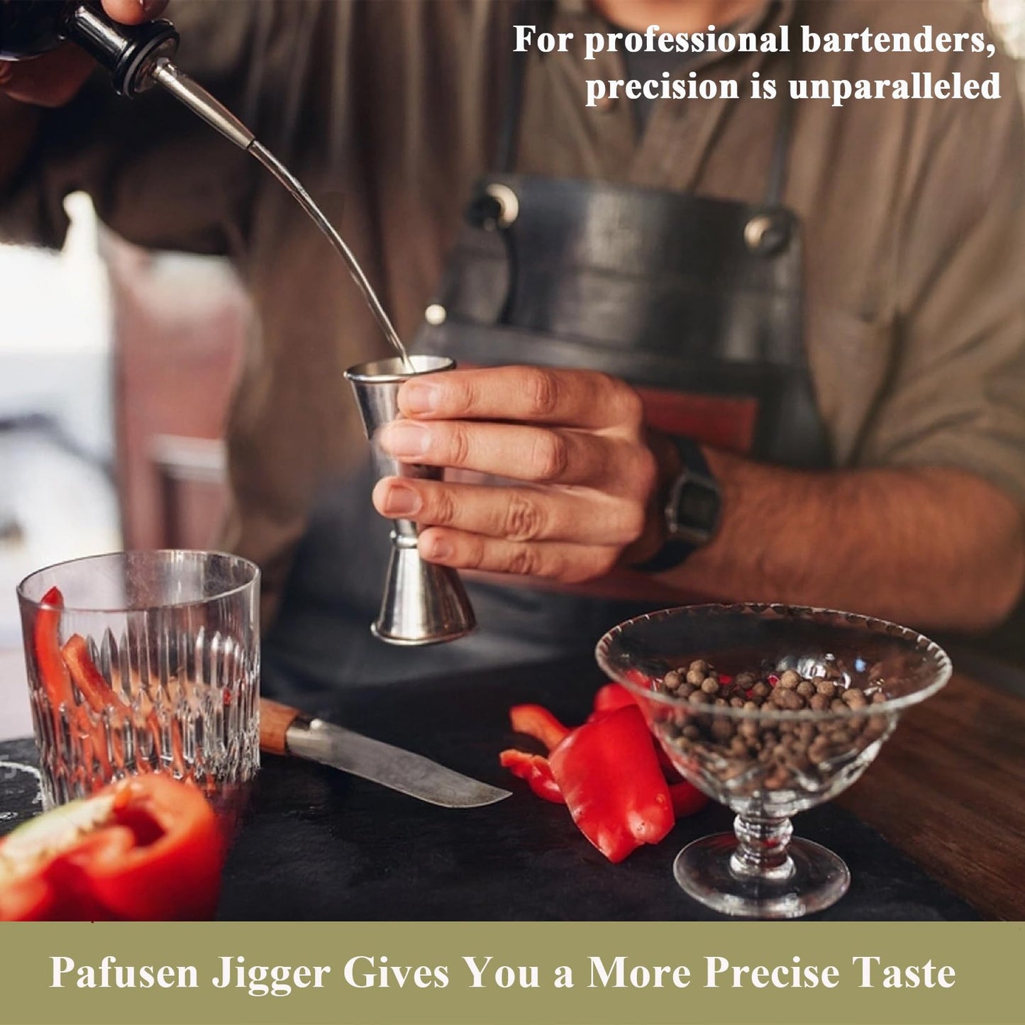 Pafusen Jigger for Bartending with 2 Pourers, Japanese Jiggers with 5 Measurements Inside, Jiggers 2 OZ 1 OZ, Shot Measure Jiggers, Bar jigger Bartender Tool Accessories, (Silver, 1 Jigger+ 2 Pourers)