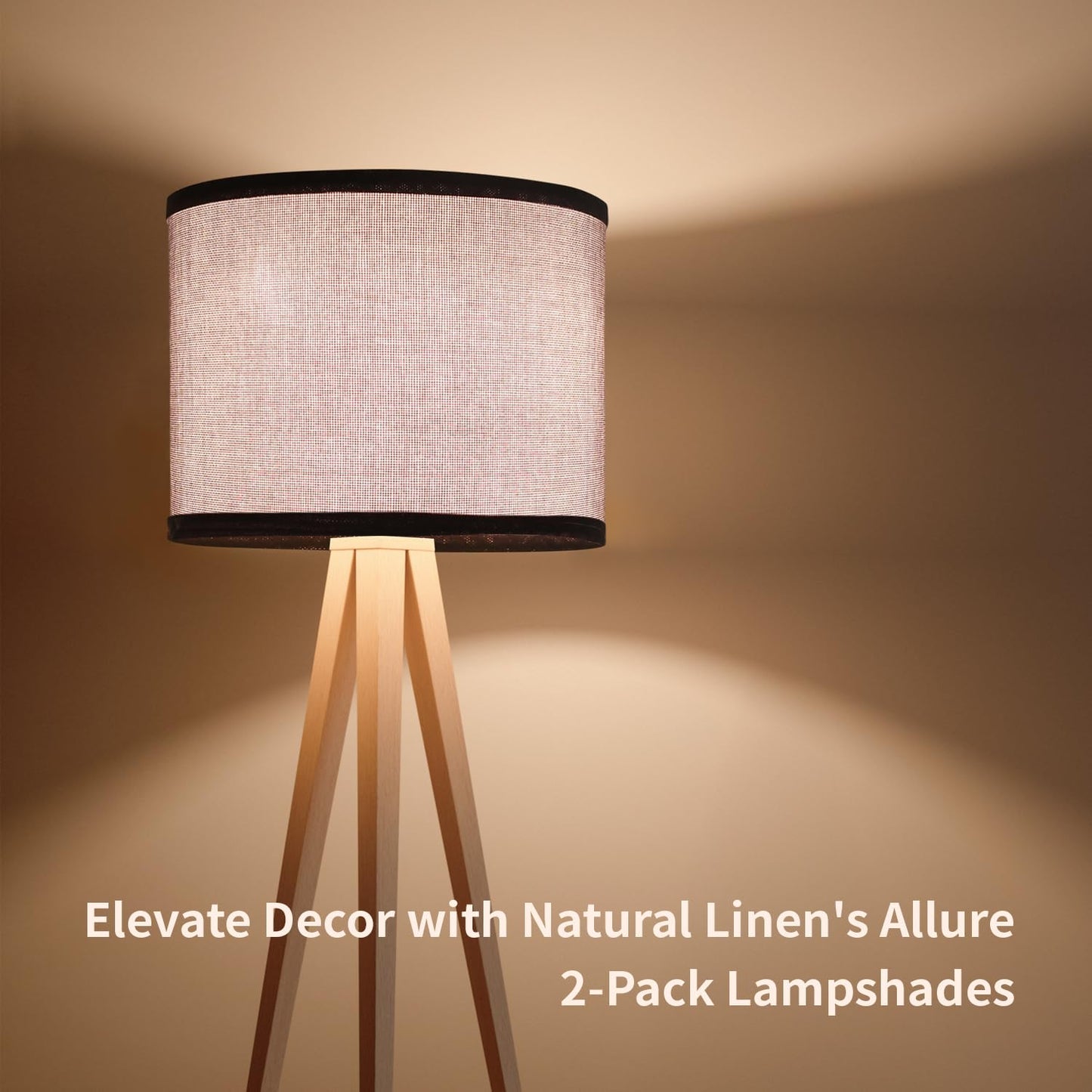 Set of 2 Small lampshades 10 inch for Table lamps and Nightstand Lamps,Assembly Required,Small Drum lamp shade Spider Fitter, Handcrafted Natural Linen lamp shades (Grey, 10"x10"x8")