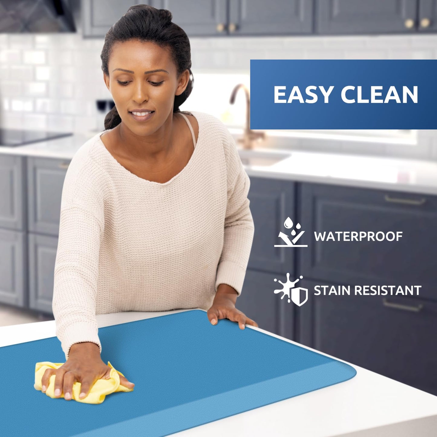 KitchenClouds Kitchen Mat Cushioned Anti Fatigue Kitchen Rug 0.75inch Water Resistant Non Slip Kitchen Rugs and Mats Standing Desk Mat Comfort Floor Mats for Kitchen Sink Office (17.3"x28",Green)