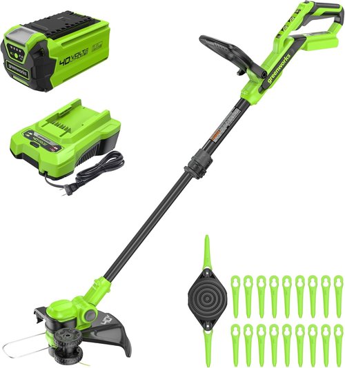 Greenworks 40V Cordless String Trimmer & Edger - 13" Cutting Width, 20 Blades, 2.0Ah Battery & Charger Included