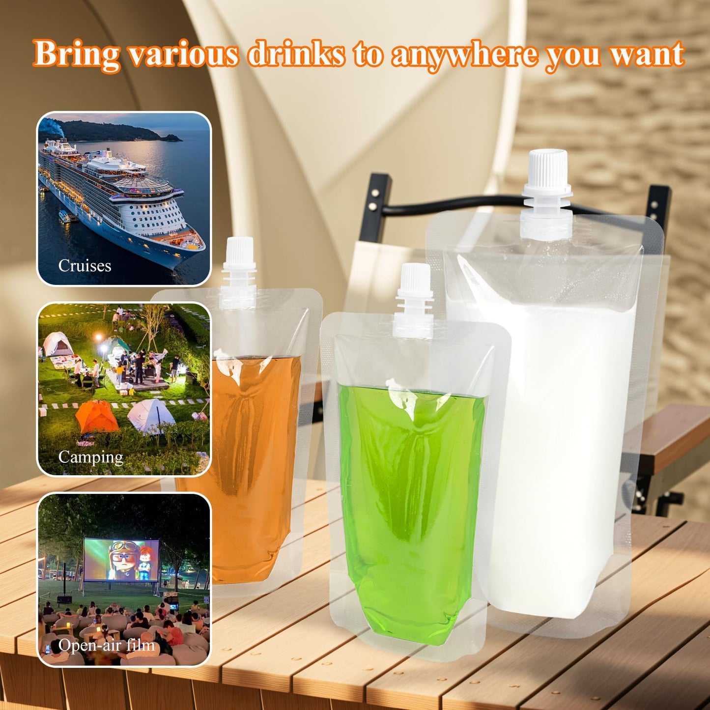 NexLevVac 30PCS 8&16OZ Plastic Flasks,Reusable Drink Pouches with Funnel,Spouted Drinking Bags for Liquid Beverage Juice,Leak-Proof Food Grade for Travel Outdoor Sports Concert Cruise Events