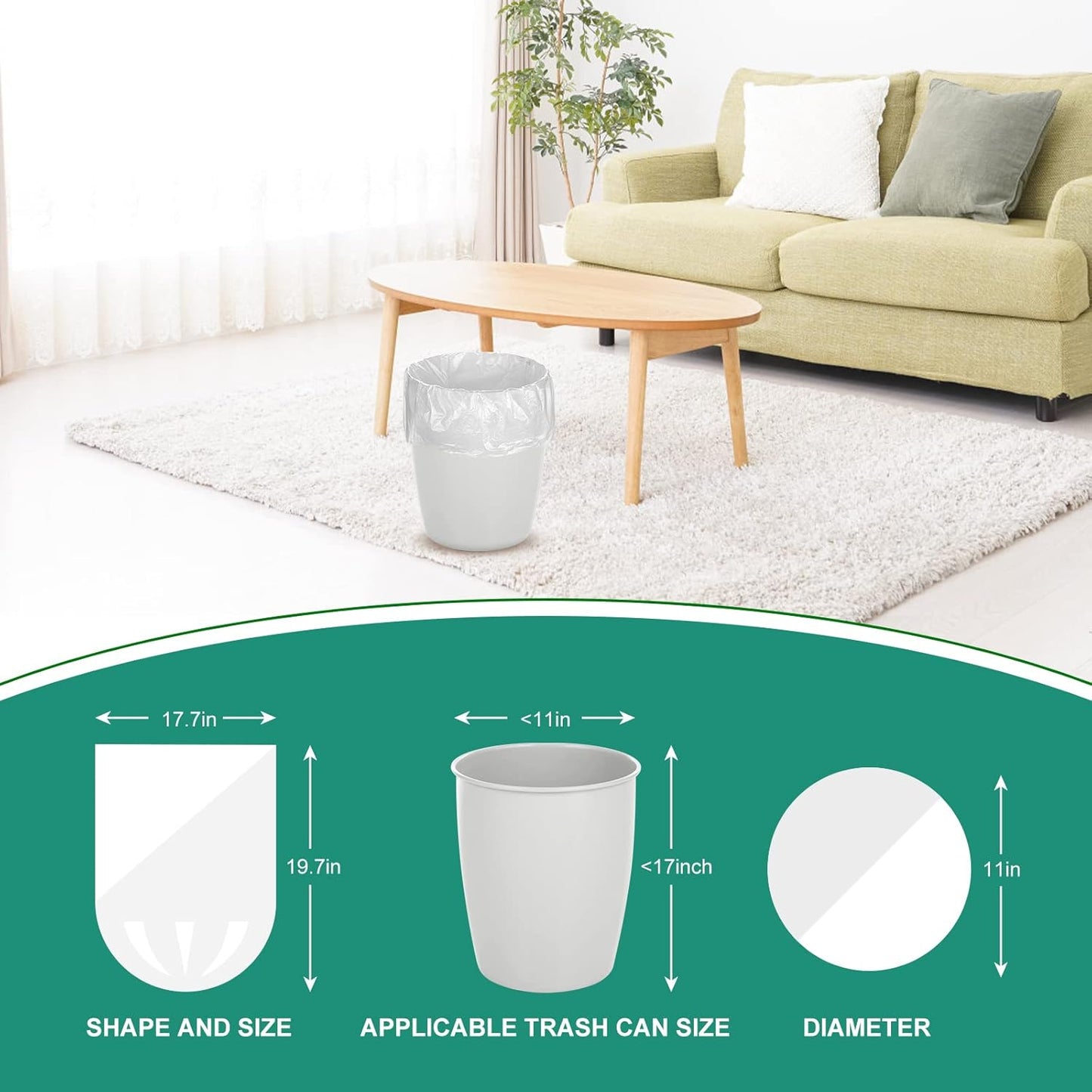 Magesh 4 Gallon Trash Bags - Strong, Leakage-Free, Unscented Thick Bags for Small Trash Cans | 15L, 105 Count, Clear