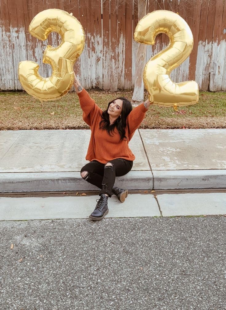 Light Gold 40 Inch Number Balloons by [Brand Name] - Perfect for 2nd, 12th, 21st Birthday & Celebration Decor