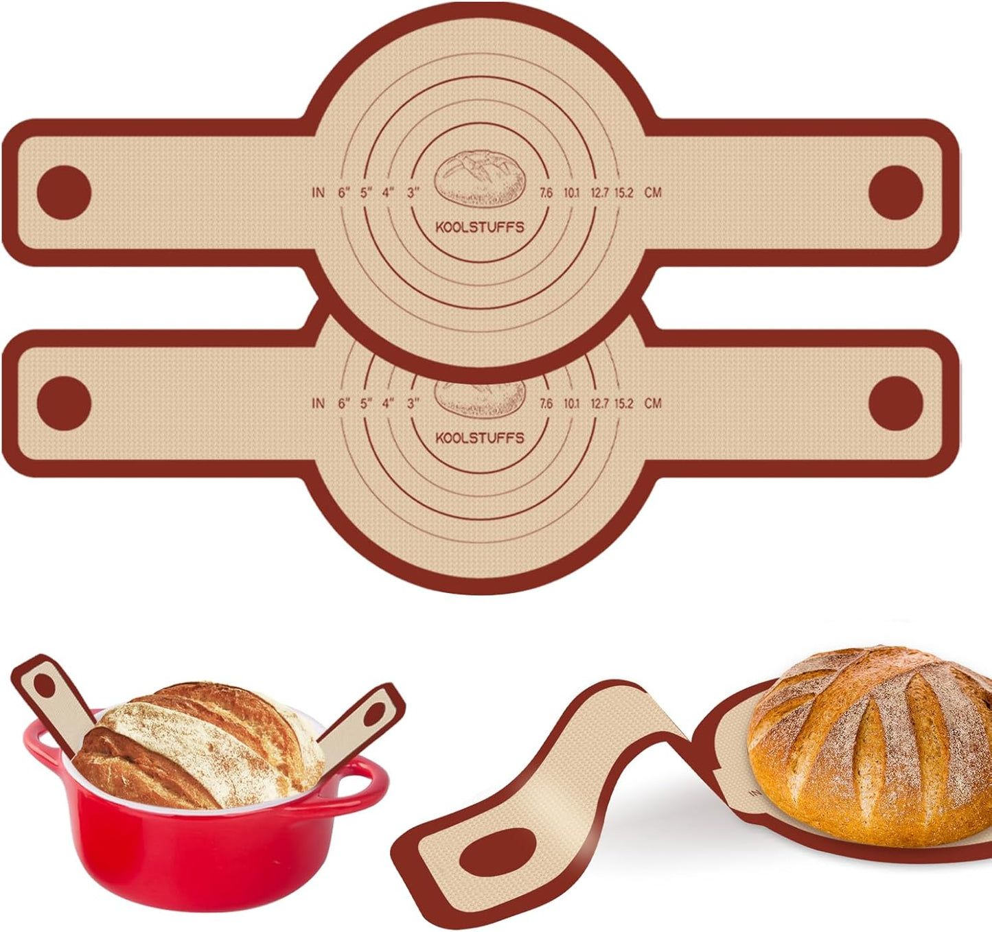 Skiennix Silicone Bread Sling - 2 PCS Non-Stick Red Baking Tools with Extra Long Handles | Dishwasher Safe