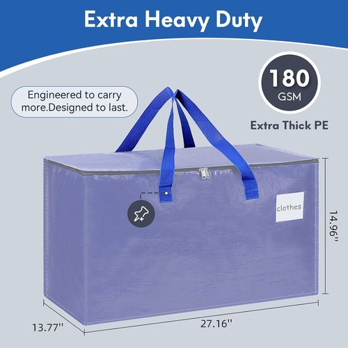 Heavy-Duty Moving Bags by [Brand Name] - 6-Pack Extra-Large, Waterproof with Reinforced Handles (Blue) | Ideal for Storage & Travel