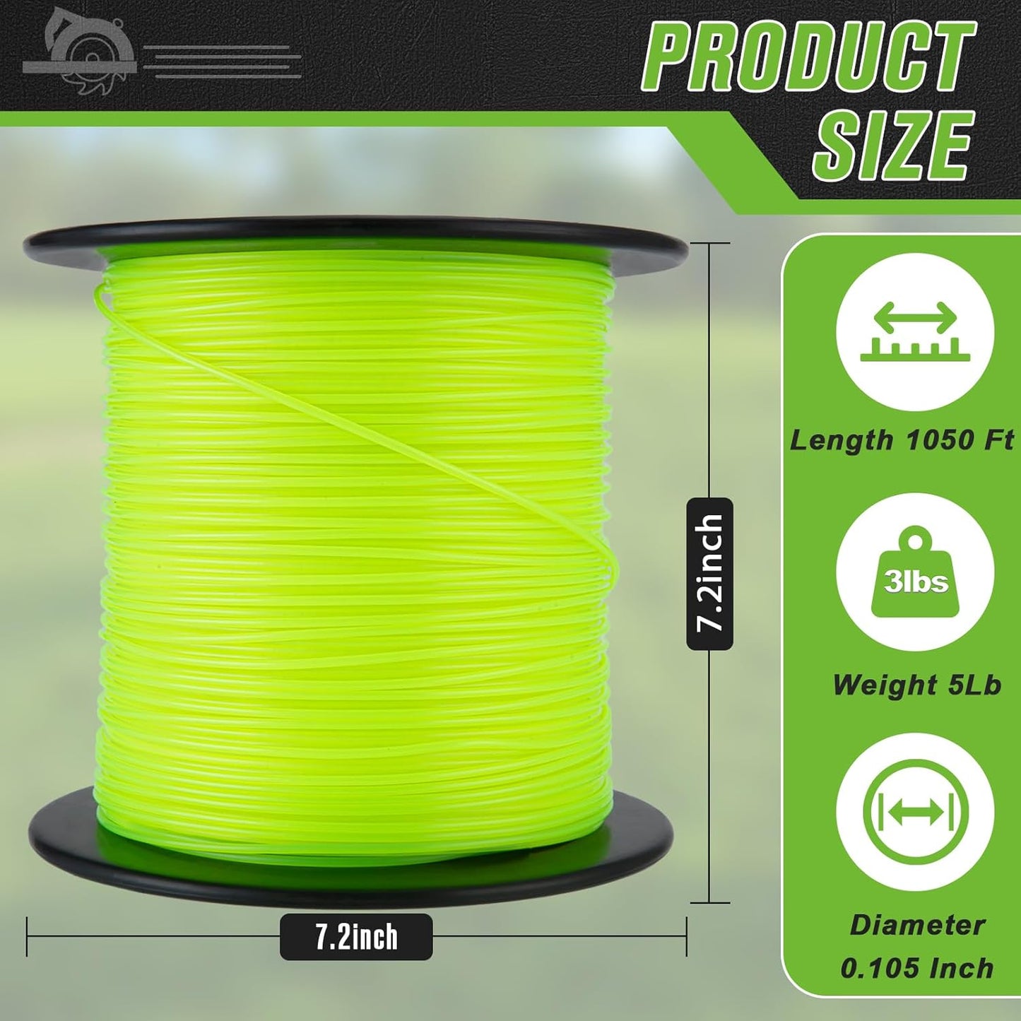 KAKO 105 Trimmer Line - Heavy Duty Nylon Round String for Weed Eaters | 0.105" x 1050ft, 5lb
