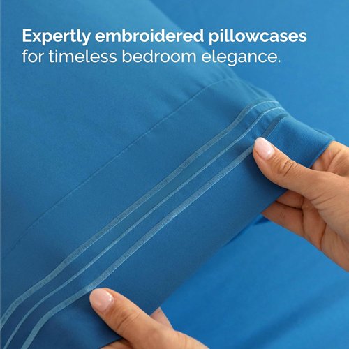 Comfy Twin Size 3-Piece Sheet Set by [Brand Name] - Breathable Cooling Bed Sheets | Luxury Denim Blue Bedding with Deep Pockets