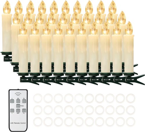 Daord Flameless LED Taper Candles - 30 PCS Battery Operated with Remote Timer | Ivory for Holiday Decor