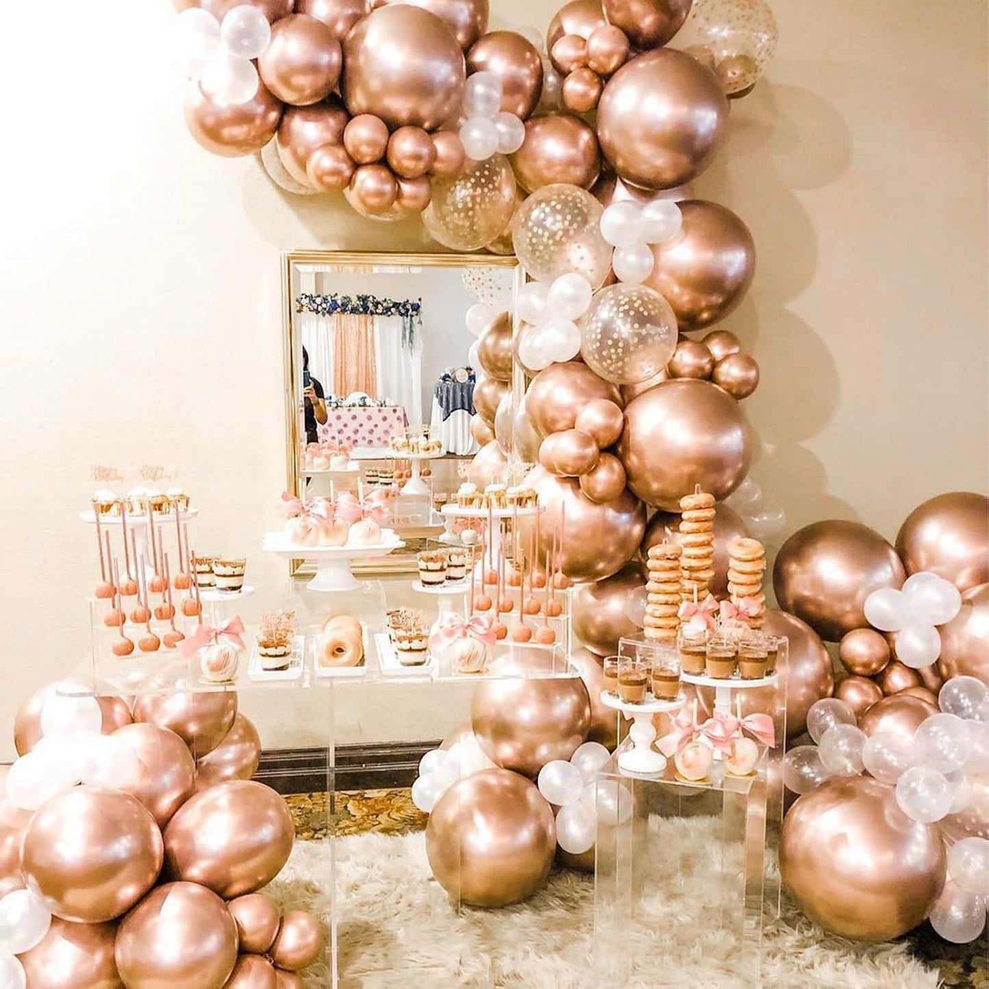 PartyWoo Rose Gold Balloons - 100pcs 12 Inch Metallic Chrome for Weddings & Celebrations