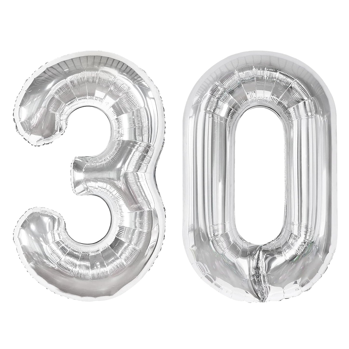 Silver Number 30 Balloon 40 inch, 30 Number Balloons, 30th Silver Birthday Decorations for Girls Boys Kids, 30 Year Old Women Men Silver Party Supplies