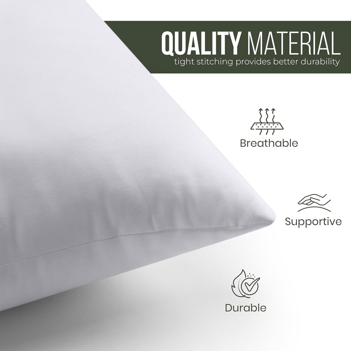 Utopia Bedding Throw Pillow - Fluffy Down Alternative Cushion | 26 x 26 Inches, White - Ideal for Bed & Sofa