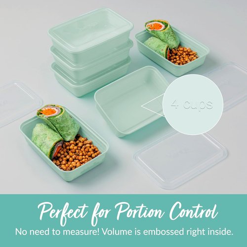 Bentgo Prep - 20-Piece Reusable Meal Prep Containers | Durable, BPA-Free, Microwave & Dishwasher Safe (Mint)