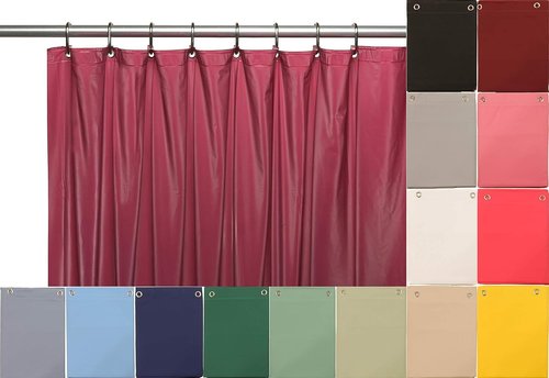 Elegant Home Heavy Duty Vinyl Shower Curtain Liner - 12 Metal Grommets, Burgundy Color